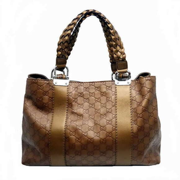 Gucci Handbags - Gucci Tote Bag White Pattern Bamboo Guccissima Leather Bron White